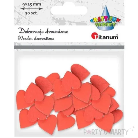scrapki drewniane serca walentynkowe czerwone 30 szt
