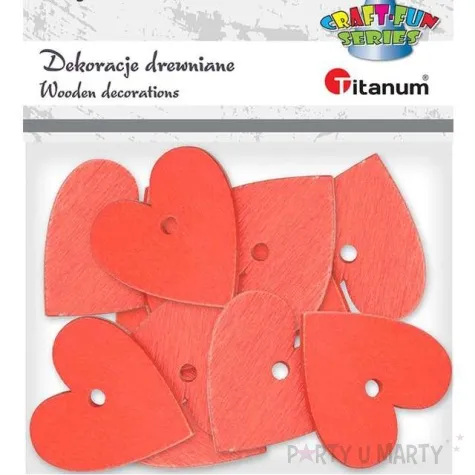 scrapki drewniane serce z dziurka czerwone 15 szt
