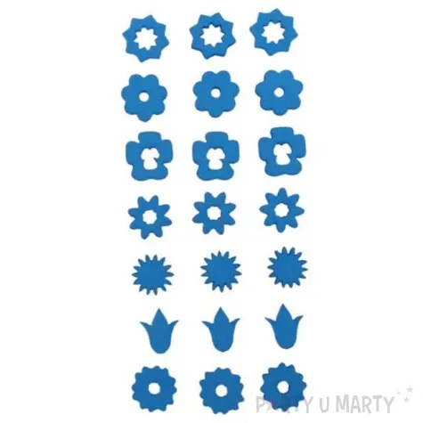 scrapki ps003 pvc kwiatki niebieskie 21 szt