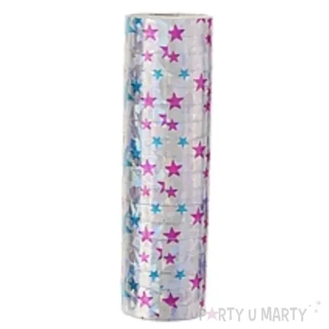 serpentyna holograficzna gwiazdki rozowo blekitne