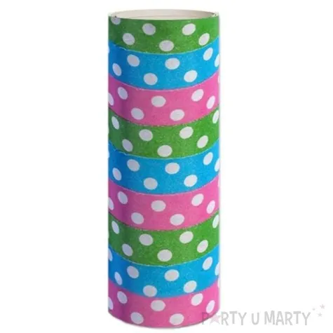serpentyna papierowa biale kropki