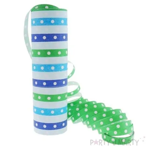 serpentyna papierowa groszki niebiesko zielona