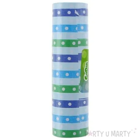 serpentyna papierowa groszki niebiesko zielona