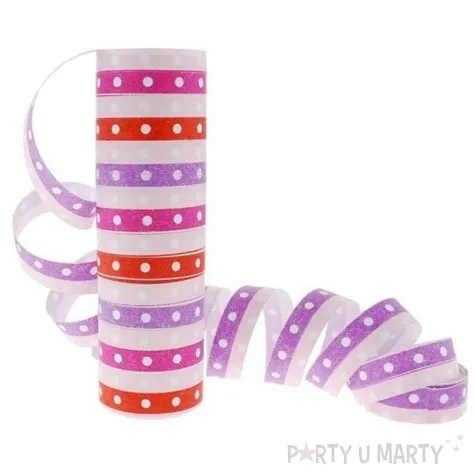 serpentyna papierowa groszki rozowo czerwona