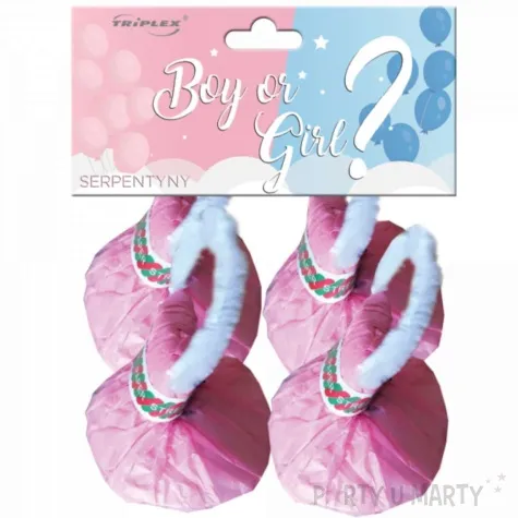 serpentyny rzucane boy or girl girl rozowy triplex 4 szt