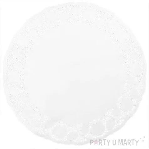 serwetka dekoracyjna okragla biala 33 cm 12 szt