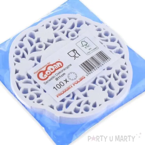 serwetka dekoracyjna okragla bialy godan 11 cm 100 szt