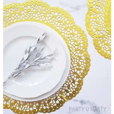 serwetka dekoracyjna okragla zloty godan 36 cm 4 szt