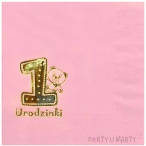 serwetki 1 urodzinki rozowe gajo 20 szt