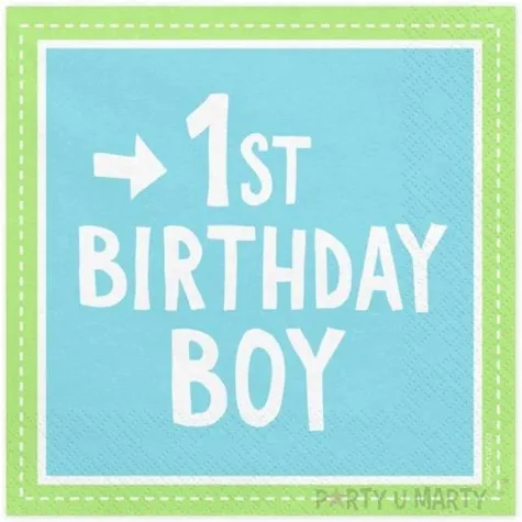 serwetki 1 urodziny birthday boy blekitne partydeco 33 cm 20 szt