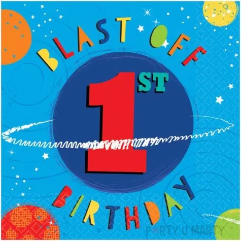 serwetki 1 urodziny blast off 1st birthday amscan 33 cm 16 szt