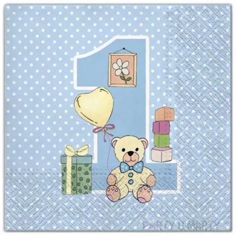 serwetki 1 urodziny chlopca maki 33 cm 20 szt