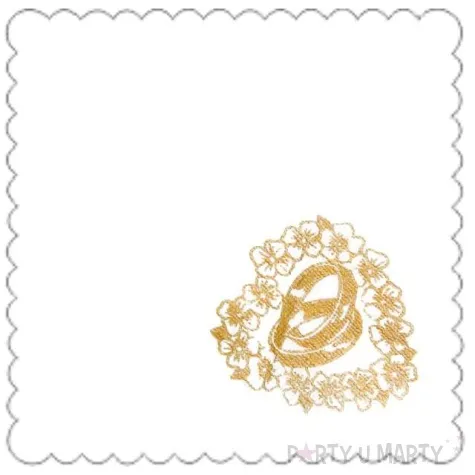 serwetki 15 cm slubne biale obraczki 100 szt