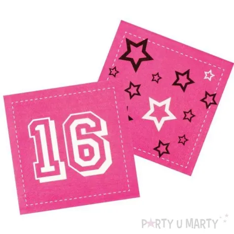 serwetki 16 urodziny gwiazdki rozowe boland 33 cm 12 szt