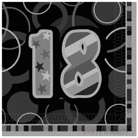serwetki 18 glitz black 33 cm unique 16 szt