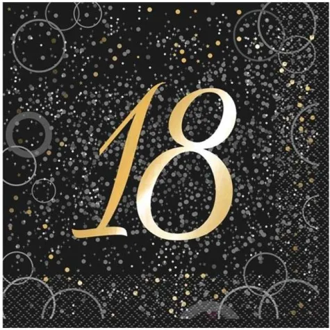 serwetki 18 urodziny glitz unique zlote 33 cm 16 szt