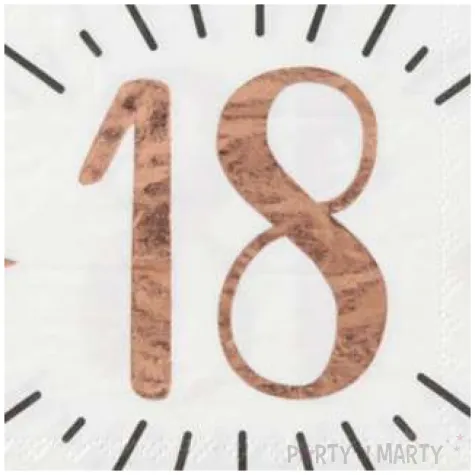 serwetki 18 urodziny gold rose santex biale 33 cm 10 szt