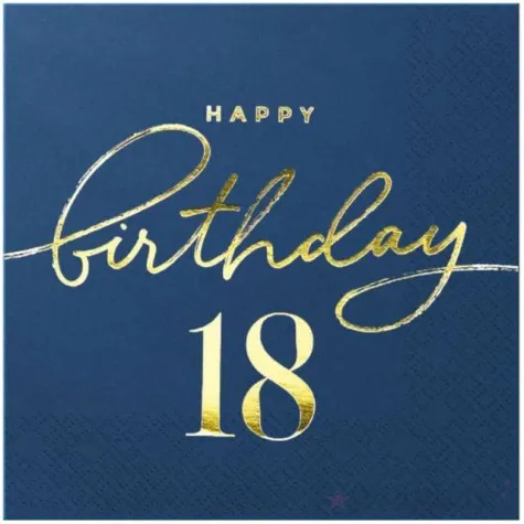 serwetki 18 urodziny happy birthday 18 granatowe partypal 33 cm 10 szt