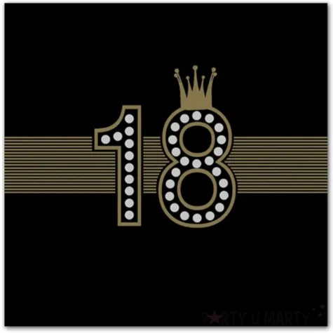 serwetki 18 urodziny zlota korona maki 33 cm 20 szt