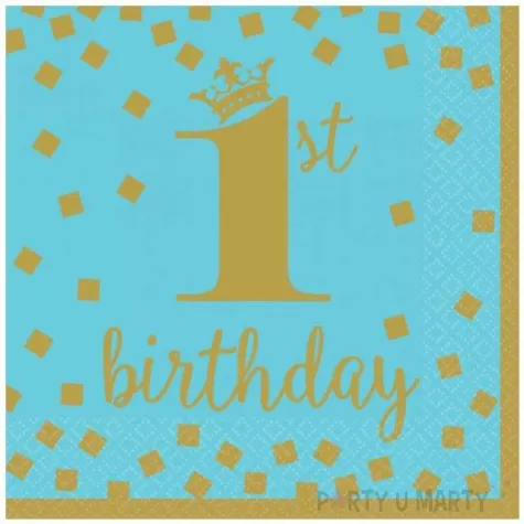 serwetki 1st birthday urodziny niebieskie amscan 33 cm 16 szt