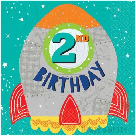 serwetki 2 urodziny blast off 2nd birthday amscan 33 cm 16 szt