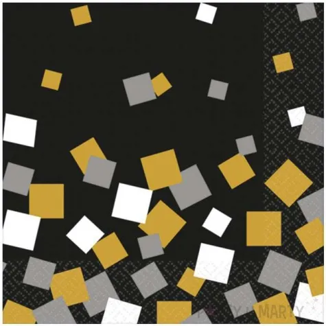 serwetki 20 cm sparkling confetti amscan czarne 16 szt