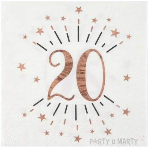 serwetki 20 urodziny gold rose santex biale 33 cm 10 szt