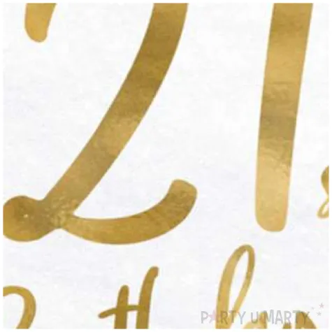 serwetki 21 urodziny 21th birthday partydeco biale 33 cm 20 szt