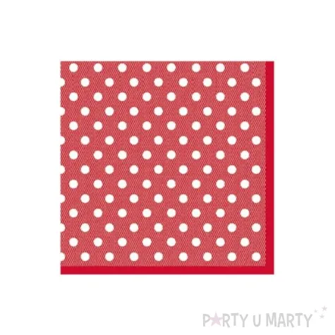 serwetki 25 cm kropki czerwone 20 szt
