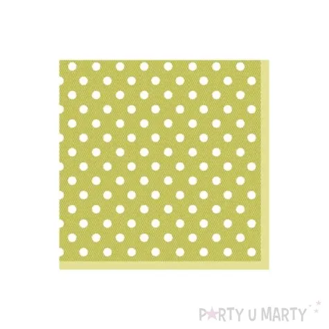 serwetki 25 cm kropki zielone jasne 20 szt
