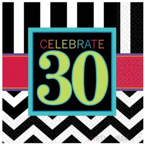 serwetki 30 urodziny chevron birthday 33 cm 16 szt