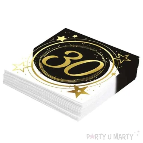 serwetki 30 urodziny gwiazdy czarno zloty guirca 33 cm 12 szt