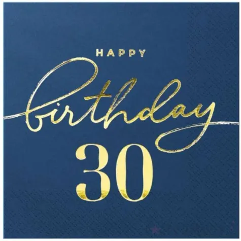 serwetki 30 urodziny happy birthday 30 granatowe partypal 33 cm 10 szt