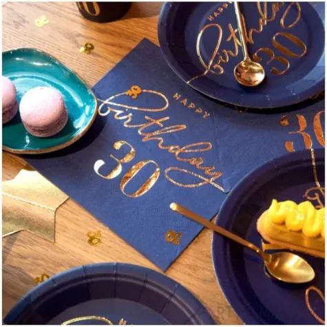 serwetki 30 urodziny happy birthday 30 granatowe partypal 33 cm 10 szt