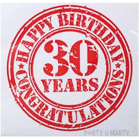 serwetki 30 urodziny pieczatka ootb 33 cm 20 szt