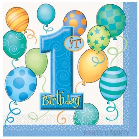 serwetki 33 cm 1st birthday blekitne unique 16 szt