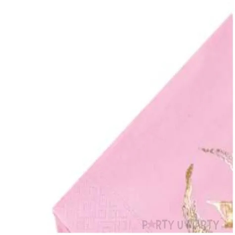 serwetki 33 cm chrzest rozowe zloty nadruk 20 szt