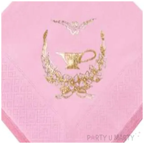 serwetki 33 cm chrzest rozowe zloty nadruk 20 szt