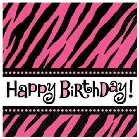 serwetki 33 cm happy birthday rozowa zebra amscan 16 szt