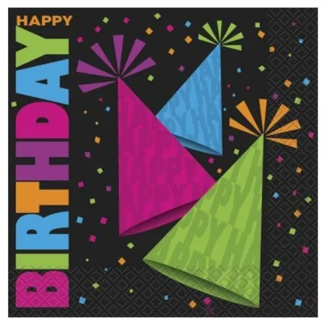 serwetki 33 cm hapy birthday neon unique 16 szt