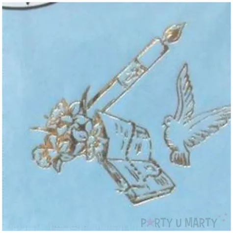 serwetki 33 cm komunia blekitne zloty nadruk 20 szt