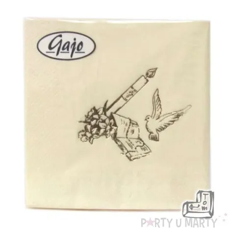 serwetki 33 cm komunia kremowe zloty nadruk 20 szt