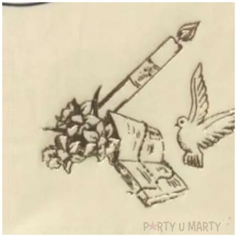 serwetki 33 cm komunia kremowe zloty nadruk 20 szt