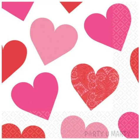 serwetki 33 cm serduszka 16 szt amscan