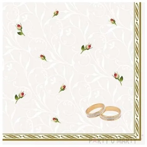 serwetki 33 cm slub biale obraczki 20 szt