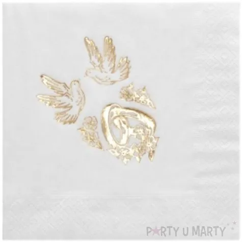 serwetki 33 cm slub biale obraczki 20 szt