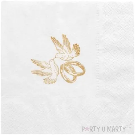 serwetki 33 cm slub biale obraczki 20 szt