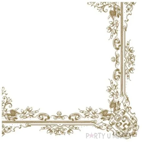 serwetki 33 cm slub biale zloty ornament 20 szt