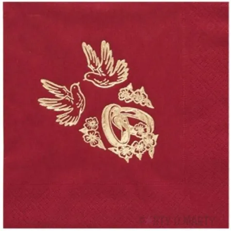 serwetki 33 cm slub bordowe obraczki 20 szt