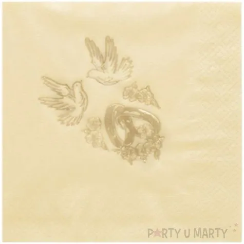 serwetki 33 cm slub kremowe obraczki 20 szt